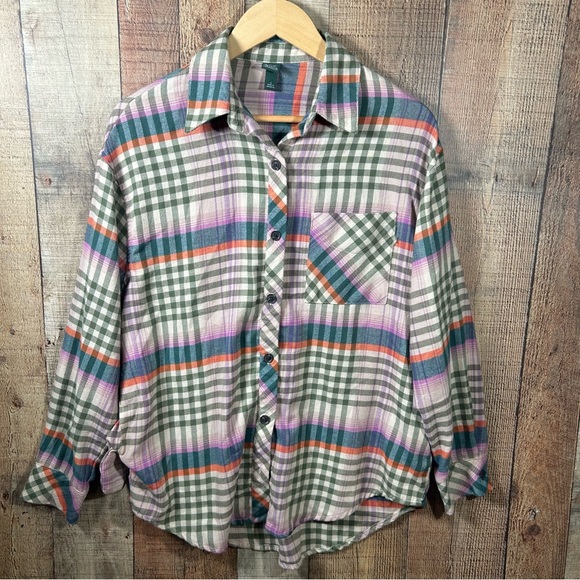 wild fable Tops - Wild Fable Plaid Flannel Small Oversized Cozy Cottagecore Button Shirt Gorpcore